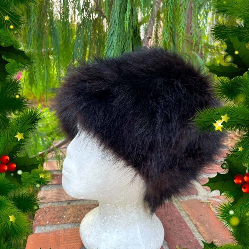 Fluffy Vintage Black Fox Fur Hat